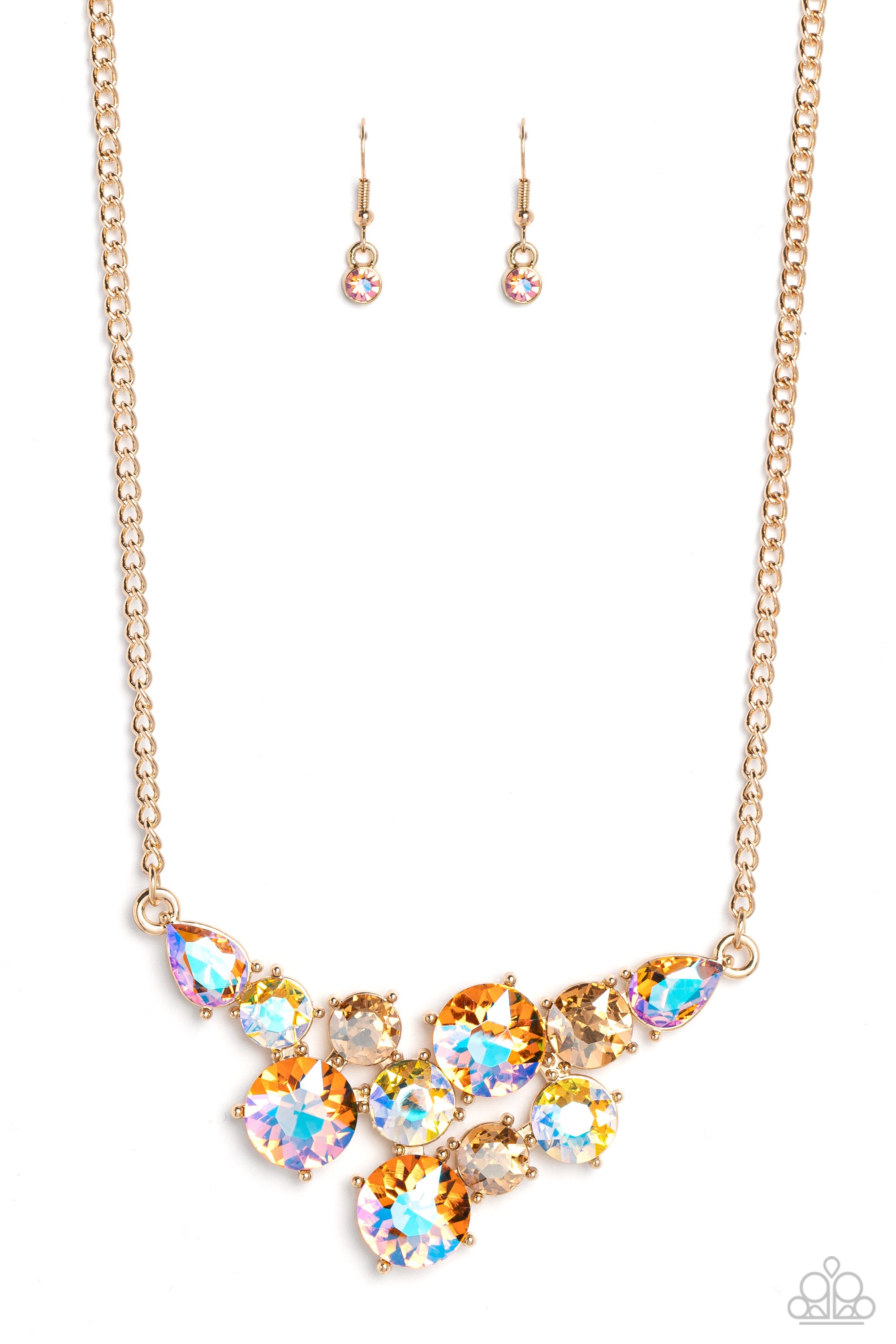 Round Royalty/Twinkling Trio - Gold Necklace Set