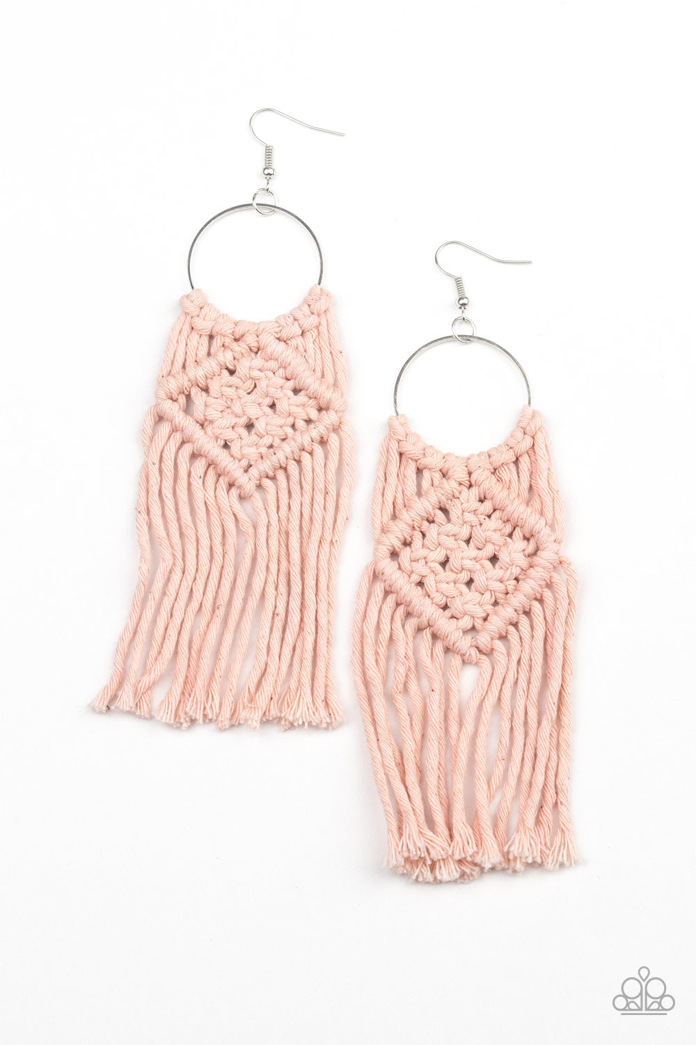 Macrame Rainbow - Pink Earrings