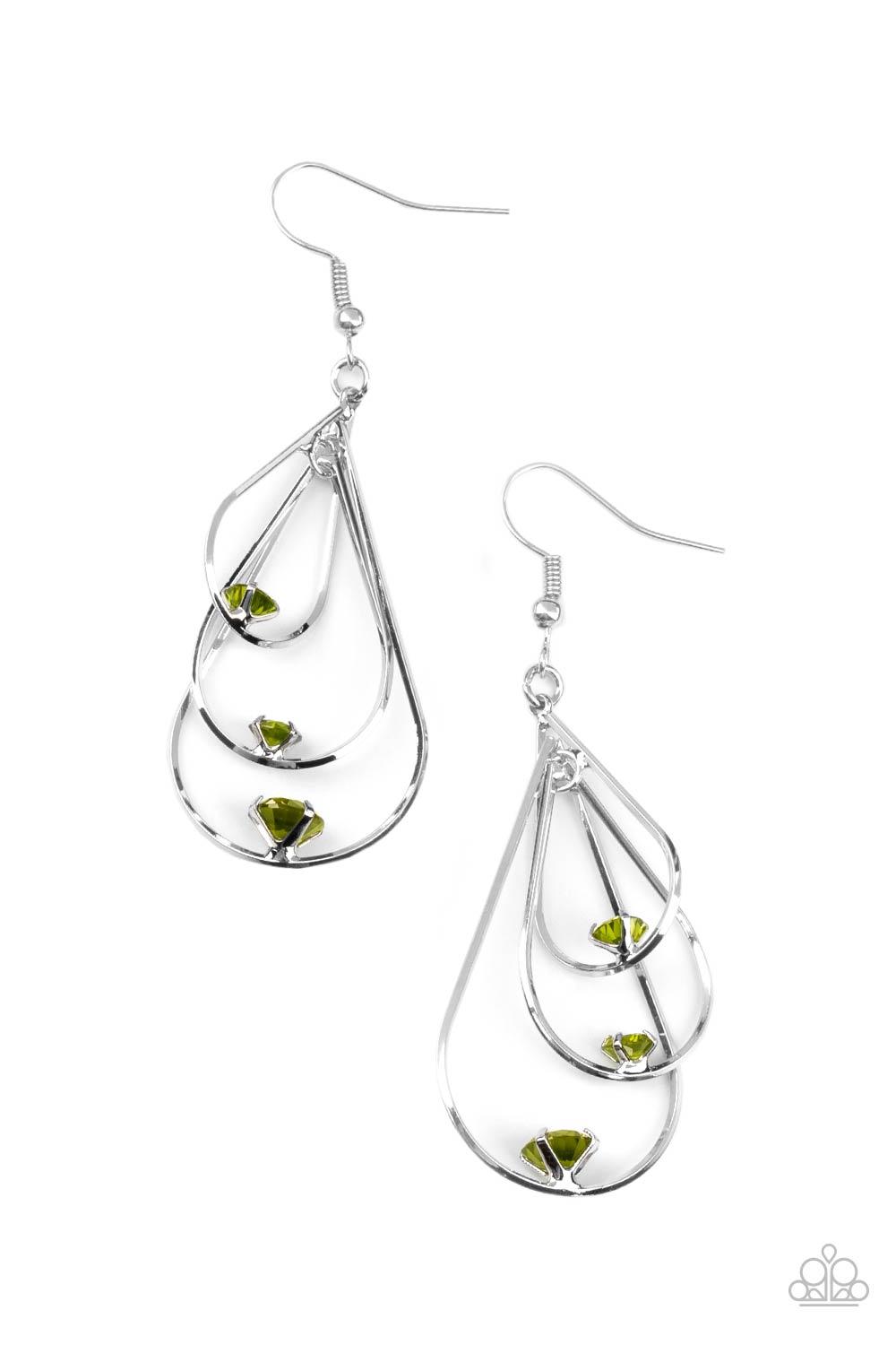 Drop Down Dazzle - Green Earrings