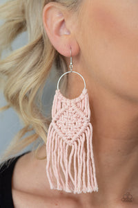 Macrame Rainbow - Pink Earrings