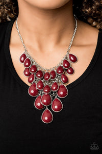 Shop Til You Teardrop - Red Necklace